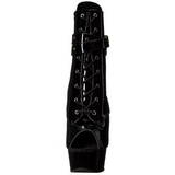 Noir Verni 15 cm DELIGHT-1033 Plateforme Bottines Bout Ouvert