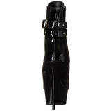 Noir Verni 15 cm DELIGHT-1033 Plateforme Bottines Bout Ouvert