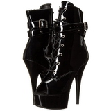 Noir Verni 15 cm DELIGHT-1033 Plateforme Bottines Bout Ouvert