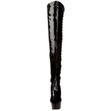 Noir Verni 15 cm DELIGHT-3050 Cuissardes Bottes Plateforme