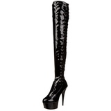 Noir Verni 15 cm DELIGHT-3050 Cuissardes Bottes Plateforme