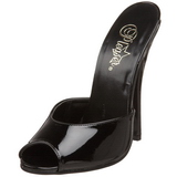 Noir Verni 15 cm DOMINA-101 Mules Talons Hauts