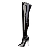 Noir Verni 15 cm DOMINA-3000 Bottes Cuissardes Talons Hauts