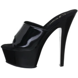 Noir Verni 15 cm KISS-201 Plateforme Mules Hautes