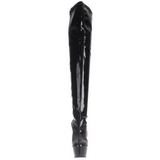 Noir Verni 15 cm KISS-3000 Plateforme cuissardes et genoux