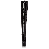 Noir Verni 18 cm ADORE-3050 Plateforme cuissardes et genoux