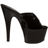 Noir Verni 18 cm ADORE-701 Plateforme Mules Hautes