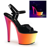 Noir Verni 18 cm RAINBOW-309UV Plateforme Neon Sandales Femmes