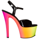 Noir Verni 18 cm RAINBOW-309UV Plateforme Neon Sandales Femmes