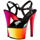 Noir Verni 18 cm RAINBOW-309UV Plateforme Neon Sandales Femmes