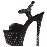 Noir Verni 18 cm STARDUST-709 Plateforme Strass Sandales Femmes