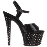 Noir Verni 18 cm STARDUST-709 Plateforme Strass Sandales Femmes