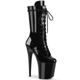 Noir Verni 20 cm FLA-1050 talons trs hauts - bottines plateforme extrme