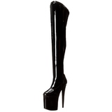 Noir Verni 20 cm PLEASER FLAMINGO-3000 Cuissardes Haut Talon