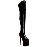 Noir Verni 20 cm PLEASER FLAMINGO-3000 Cuissardes Haut Talon