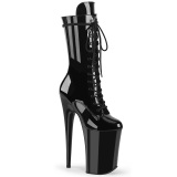 Noir Verni 23 cm INFINITY-1050 talons trs hauts - bottines plateforme extrme