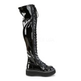 Noir Verni 5 cm EMILY-375 bottes cuissardes  lacets