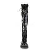 Noir Verni 5 cm EMILY-375 bottes cuissardes  lacets