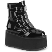 Noir Vernis 9 cm DAMNED-105 bottines avec boucles