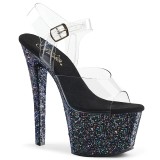 Noir paillettes 18 cm Pleaser SKY-308LG chaussure  talons de pole dance
