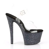 Noir paillettes 18 cm Pleaser SKY-308LG chaussure  talons de pole dance