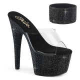 Noir strass 18 cm BEJEWELED-712RS talon haut avec manchette de cheville