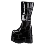 Noir vinyle 18 cm STACK-301 bottes demonia - bottes de cyberpunk unisex