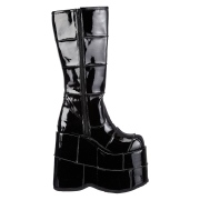 Noir vinyle 18 cm STACK-301 bottes demonia - bottes de cyberpunk unisex
