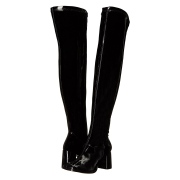 Noires bottes cuissardes vinyle - annes 70 en - hippie disco gogo botte cuissarde  talon carr 7,5 cm