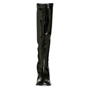 Noires en cuir verni 7,5 cm GOGO-300 talon botte femme pour homme