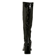 Noires en cuir verni 7,5 cm GOGO-300 talon botte femme pour homme