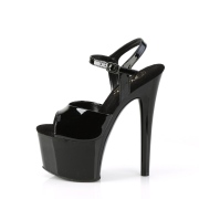 Noires sandales plateforme 18 cm PASSION-709 sandales talons hauts pleaser