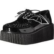 Noirs 7,5 cm CREEPER-205 chaussures creepers femmes ailes de chauve-souris
