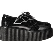Noirs 7,5 cm CREEPER-205 chaussures creepers femmes ailes de chauve-souris