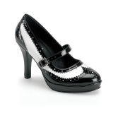 Noirs blanc 10,5 cm CONTESSA-06 escarpins mary jane rockabilly gangster