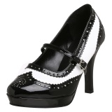 Noirs blanc 10,5 cm CONTESSA-06 escarpins mary jane rockabilly gangster