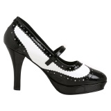 Noirs blanc 10,5 cm CONTESSA-06 escarpins mary jane rockabilly gangster