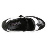 Noirs blanc 10,5 cm CONTESSA-06 escarpins mary jane rockabilly gangster