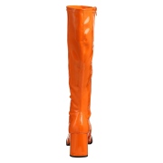 Orange en cuir verni 7,5 cm GOGO-300 talon botte femme pour homme