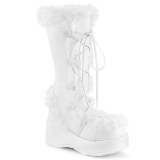 Peau 7 cm CUBBY-311 gothique bottes  lacets femme plateforme blanc