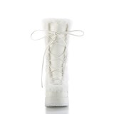 Peau 7 cm CUBBY-311 gothique bottes  lacets femme plateforme blanc