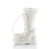Peau 7 cm CUBBY-311 gothique bottes  lacets femme plateforme blanc
