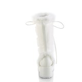 Peau 7 cm CUBBY-311 gothique bottes  lacets femme plateforme blanc