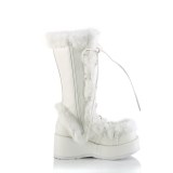 Peau 7 cm CUBBY-311 gothique bottes  lacets femme plateforme blanc