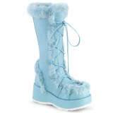Peau 7 cm CUBBY-311 gothique bottes  lacets femme plateforme bleu