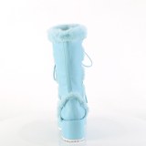 Peau 7 cm CUBBY-311 gothique bottes à lacets femme plateforme bleu