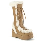 Peau 7 cm CUBBY-311 gothique bottes  lacets femme plateforme brun