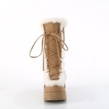 Peau 7 cm CUBBY-311 gothique bottes  lacets femme plateforme brun