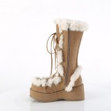 Peau 7 cm CUBBY-311 gothique bottes  lacets femme plateforme brun