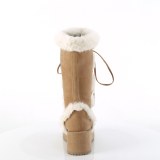 Peau 7 cm CUBBY-311 gothique bottes  lacets femme plateforme brun